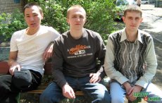 Students Vadim Samchad-ool, Aleksandr Ermolayev and Aleksey Zhuk freed after not-guilty verdict. Kyzyl, May 19 2008.