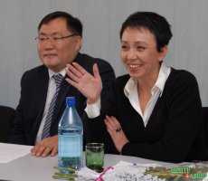 White blouse and black jacket - favorite classic combination of colors. Meeting with electorate together with the Head of the Government Sholban Kara-ool. November, 2007.